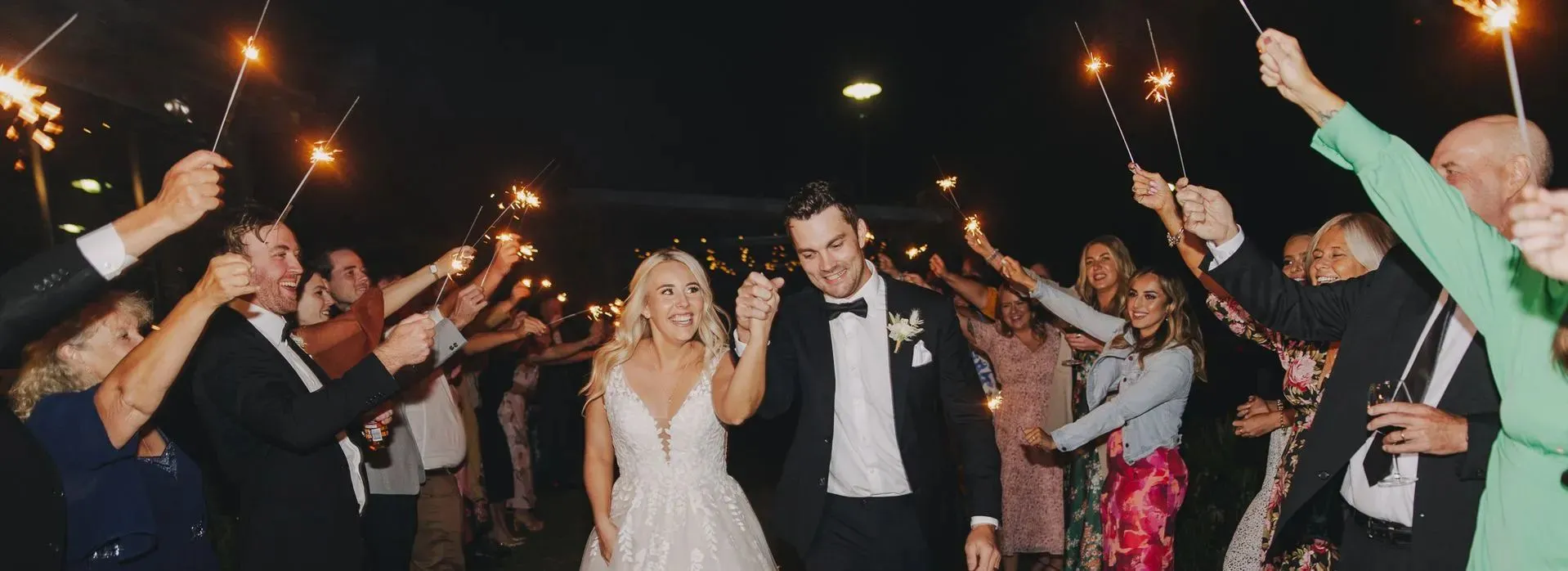 Wedding sparkler exit celebration